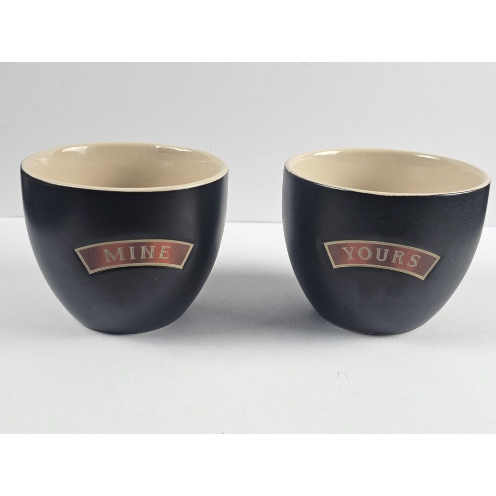 Yours Mine Baileys Irish Cream Vintage Dessert Stoneware Cups 90’s Black Matte
